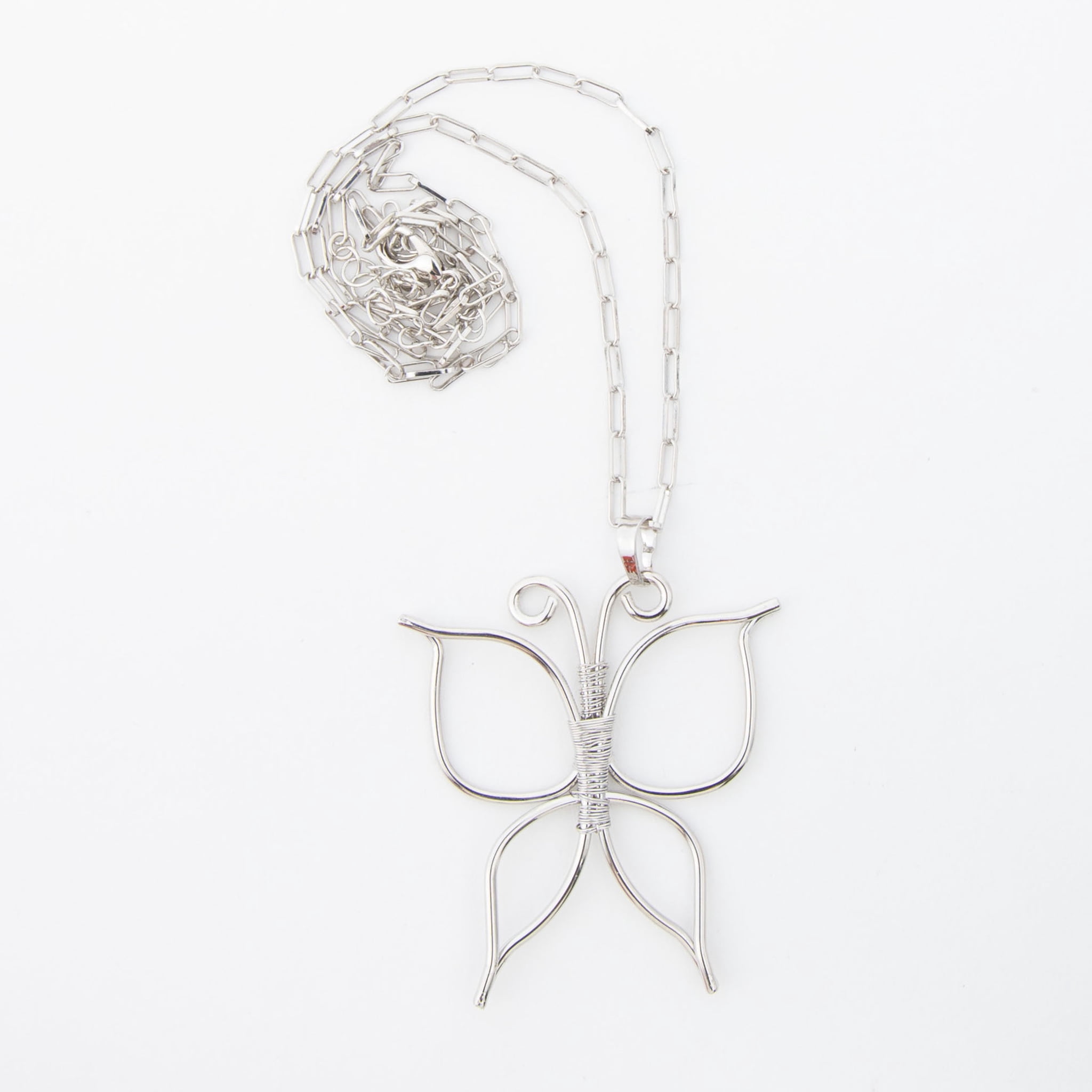 Howard's Iselin Wire Wrapped Butterfly 18" Silver Pendant Necklace for Women