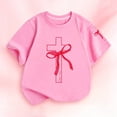 thumbnail image 2 of shoper Girls Cute Christian Shirts Kids Pink Bow Shirt Jesus God Faith Tshirts Verse Graphic Tee Tops (Pink), 2 of 4