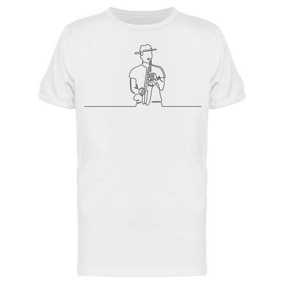 Continuous Line Sax Player T-Shirt Men -Image by Shutterstock, Male Large