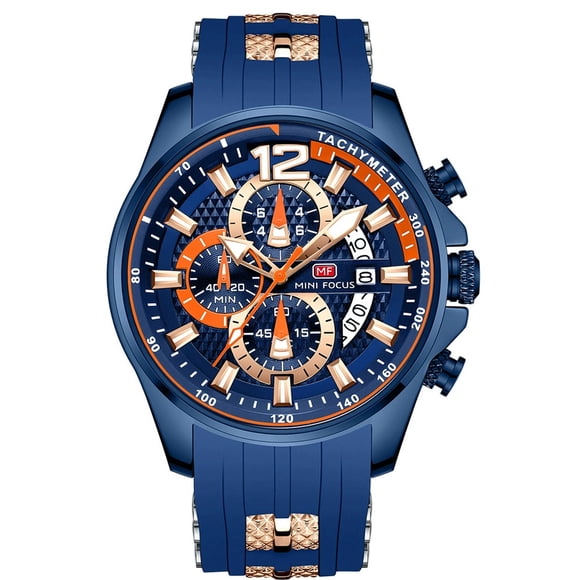 MINI FOCUS Men Waterproof Watches Fashion Sport Silicone Watch Quartz Silicone Strap Date Wristwatches for Male Clock Luminous Watch