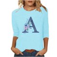 thumbnail image 1 of Yuyuzo Vêtements de Mode Automne pour Femmes T-Shirts Graphiques à Manches 3/4 Col Rond Ajusté Tunique Bleu Ciel A1, 1 of 4