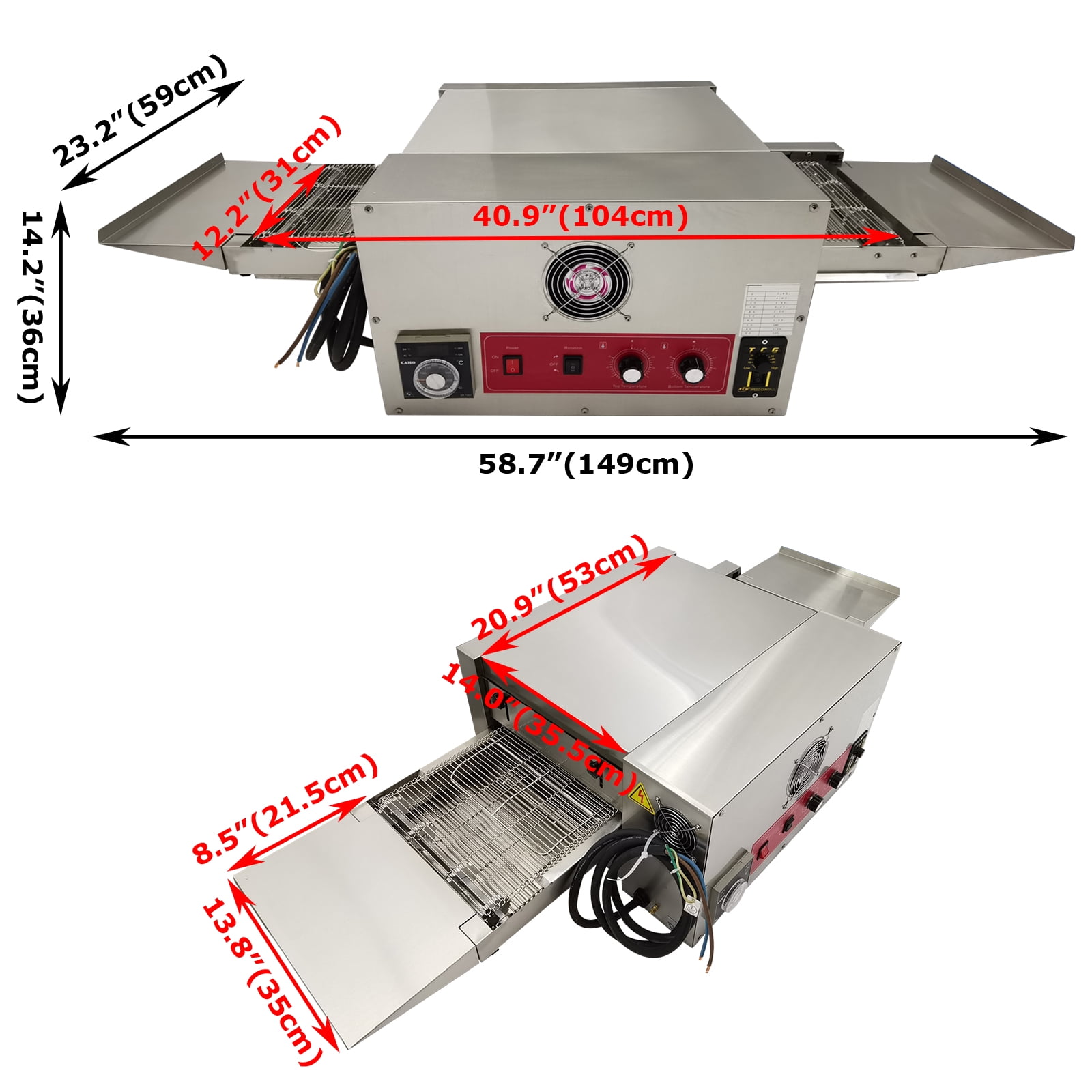 12" Belt Countertop Conveyor Pizza Oven Commercial Baking Electric Oven Chain Type 220V 1PH