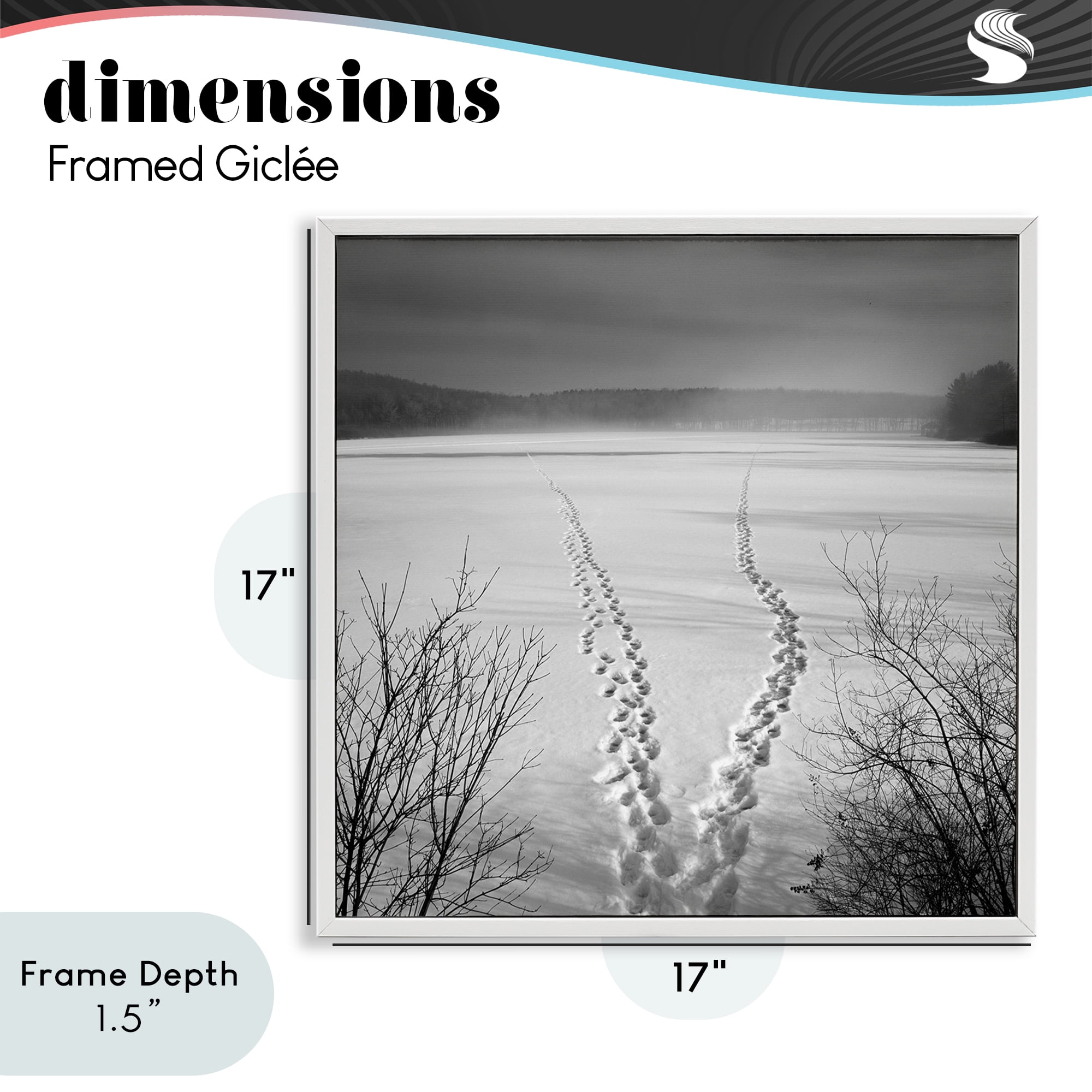 Stupell Industries Snowstep Tracks Across Frozen Lakes White Framed Giclee Art, design by Chip Forelli