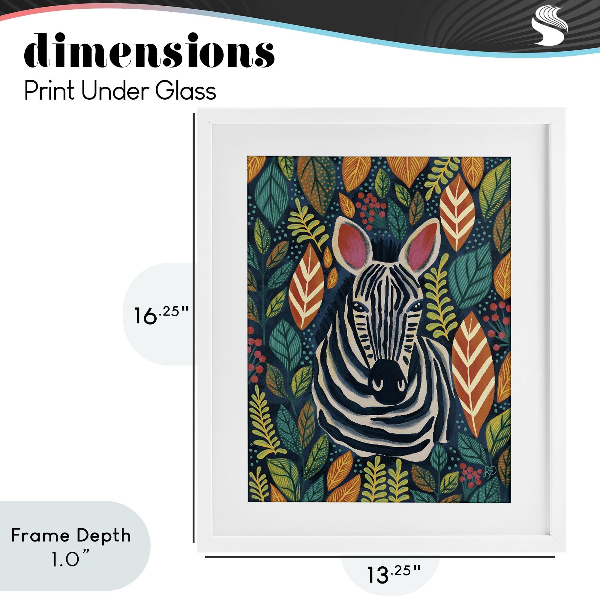Stupell Industries Exotic Leaf Pattern Zebra White Framed Print Under Glass, design by Lisa R Dumm