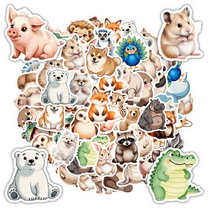35pcs Cuddly Animal Stickers Cute Wildlife Decals Cartoon Animal for Luggage Laptop Notebook
