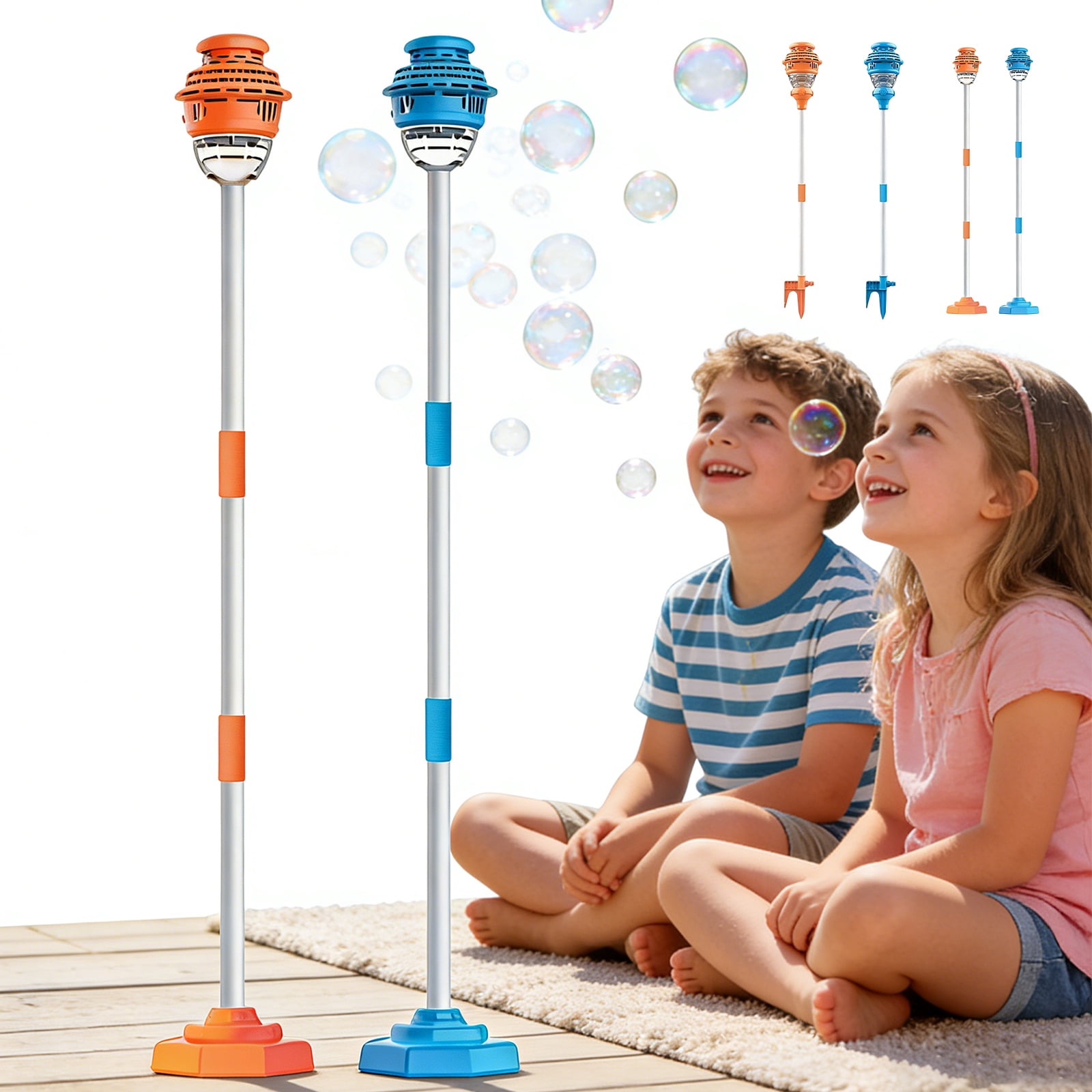 1pc Street Lamp Bubble Machine for Kids, Automatic Bubble Blower with Light & Music, Height Adjustable 40.9/36.2 Inches, Rechargeable Outdoor Toy, Birthday Party Gifts for Toddlers B