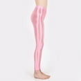 thumbnail image 4 of iEFiEL Womens Shiny Glossy High Waisted Yoga Pants Stretchy Workout Dance Skinny Leggings Pink L, 4 of 5