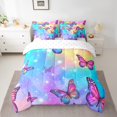 thumbnail image 2 of Butterfly Full Comforter Set - 7 Pieces Bed in a Bag Gradient Rainbow Full Bedding Comforter Sets,Glitter Galaxy Stars Rustic Animal Comforter with Fitted Sheets,Flat Sheets,Pillowcases & Shams, 2 of 5