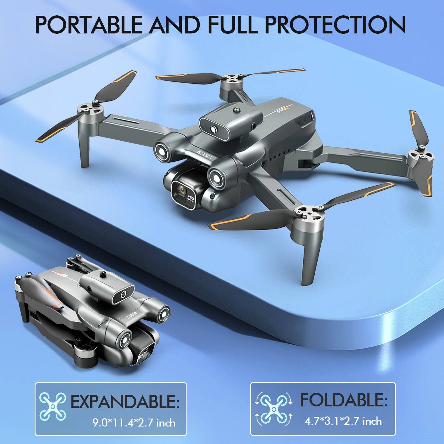 Hot Bee Foldable Aerial Drones, 1080p Ajustable Dual Camera & 3 Batteries, Brushless FPV Quadcopter UAV, Optical Flow, 360° Obstacle Avoidance, Waypoint Fly, Christmas Toy Gift for Adults & Kids