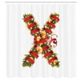 thumbnail image 3 of Ambesonne Christmas Alphabet Shower Curtain, X Letter Sketch, 69"Wx70"L, Pearl and Olive Green, 3 of 5