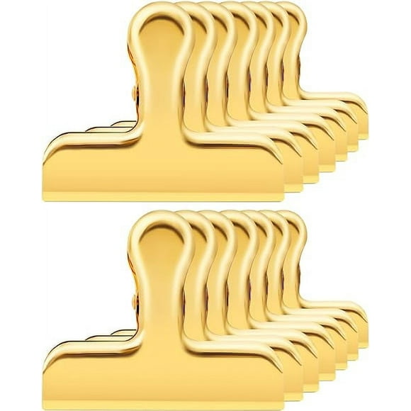 12 Pack Gold Bag Clips for Food, Chip Clips Bag Clips Food Clips, Stainless Steel Bag Clips for Food Packages, Heavy Duty Air Tight Seal Kitchen Snack Bag Clips