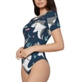 thumbnail image 2 of Daiia Friendly Smiling Sharks print Women's Crew Neck Short Sleeve Bodysuit Fashion Tops Fit Casual Basic Extender Bodysuit-Large, 2 of 9