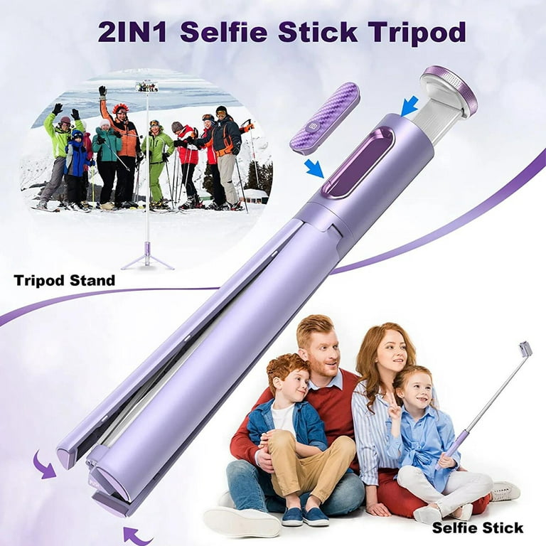 TONEOF 60 Cell Phone Selfie Stick Tripod,Smartphone Tripod Stand All-in-1  with Integrated Wireless Remote,Portable,Lightweight,Extendable Phone