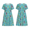 thumbnail image 3 of Bixox Robe d'Été à Manches Courtes pour Femmes Robe Ample Longueur Genou avec Poches-Gnomes Tenant des Fruits, 3 of 7