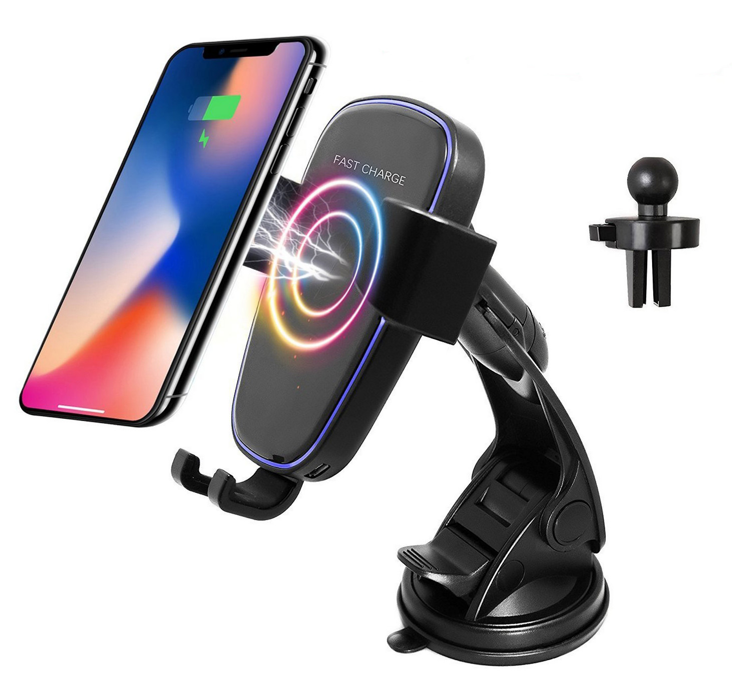 White Note 8 5 /& Standard Charge for iPhone X Lian LifeStyle Qi Wireless 2 In 1 Fast Charge Car Mount for Samsung Galaxy S8 LLSLY S7//S7 Edge 8//8 Plus /& Qi Enabled Devices IW10
