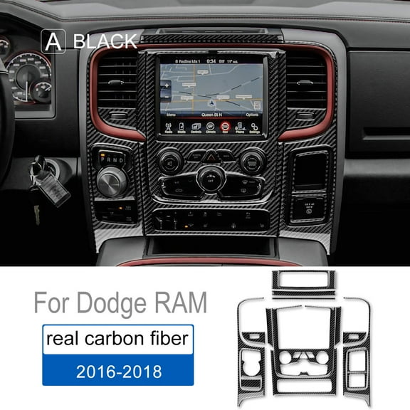 Carbon Fiber for Dodge RAM 2016 2017 2018 Accessories Interior Trim Car Central Control CD Air Conditioning Panel Cover Sticker.
