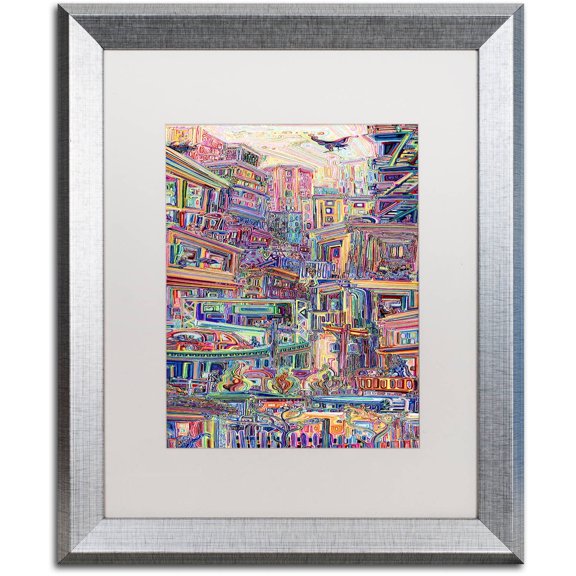 Trademark Fine Art "Homes" Canvas Art by Josh Byer, White Matte, Silver Frame