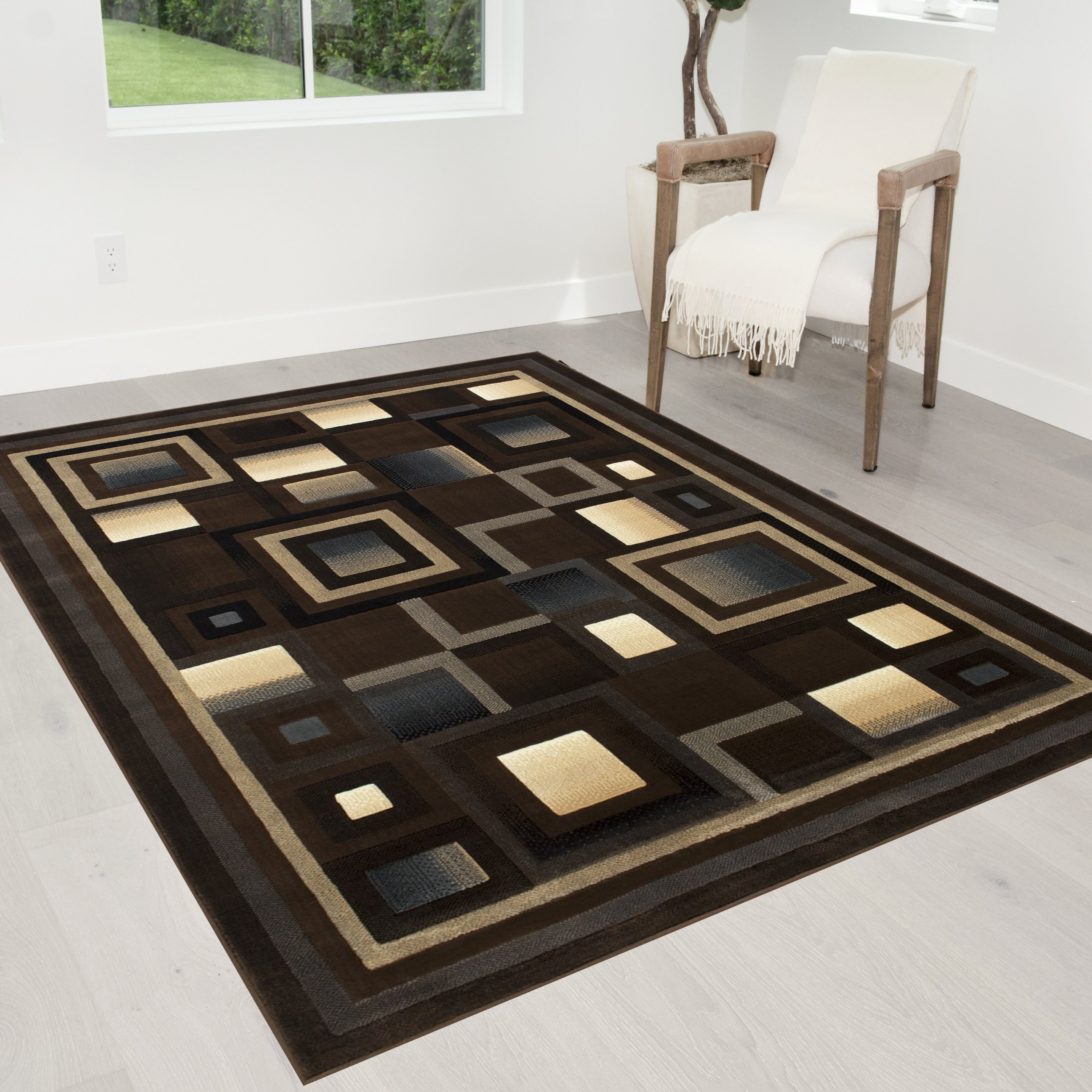 Handcraft Rugs Chocolate Brown/Beige/Gold/Gray Abstract Geometric