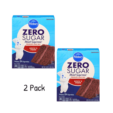 ( 2 Pack ) Pillsbury Zero Sugar Moist Supreme Devil's Food Premium Cake Mix, 16 Oz Box