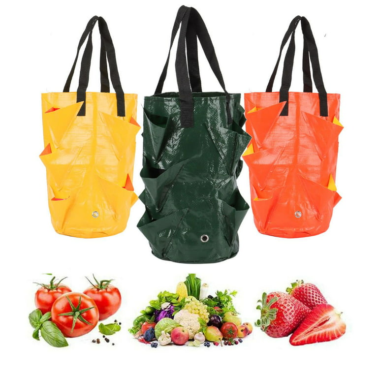 Grow Bags, Strawberry Planter Bags With Handles, Heavy Duty Fabric