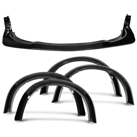 Ikon Motorsports Compatible with 15-23 Dodge Charger Widebody Style Gloss Front Bumper Lip & Fender Flares ABS