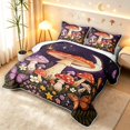 thumbnail image 3 of Homewish Lovely Botanical Mushrooms Quilt Full,Moon Stars Butterfly Full Bedspread Sets,Black Orange,Black Reversible,3 Pieces, 3 of 7
