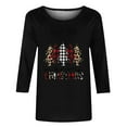 thumbnail image 5 of Christmas Sweatshirt for Women 3/4 Sleeves Round Neck Christmas Tree Graphic Pullover Casual Tops Blouse, 5 of 5