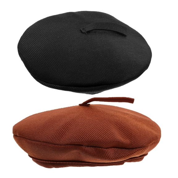 OULII 2pcs Set Miniature Doll Beret Hats in Assorted Colors, Soft Cloth Accessories for Role Playing and Decoration
