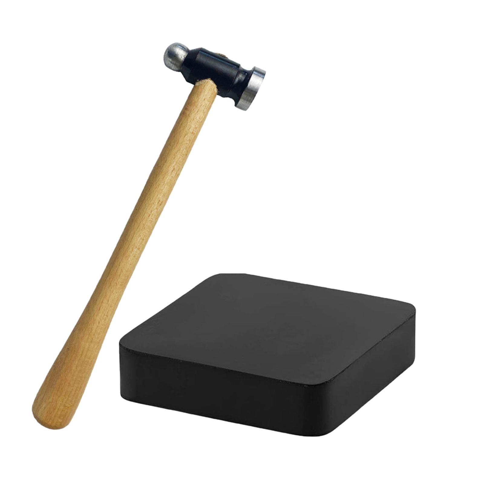 Steel Mallet with Square Rubber Block Jewellers Tool Non Slip for Hammering Flattening Metal Dapping Jewelry Repair Tools
