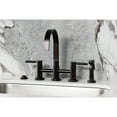 thumbnail image 2 of Kingston Brass KS8265DKLBS Kaiser Two-Handle 4-Hole Deck Mount Bridge Kitchen Faucet with Brass Side Sprayer in Oil Rubbed Bronze, 2 of 8