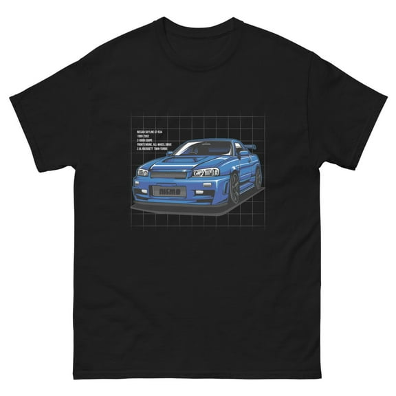 JDM drift King skyline import classic tee t-shirt (Black, S)