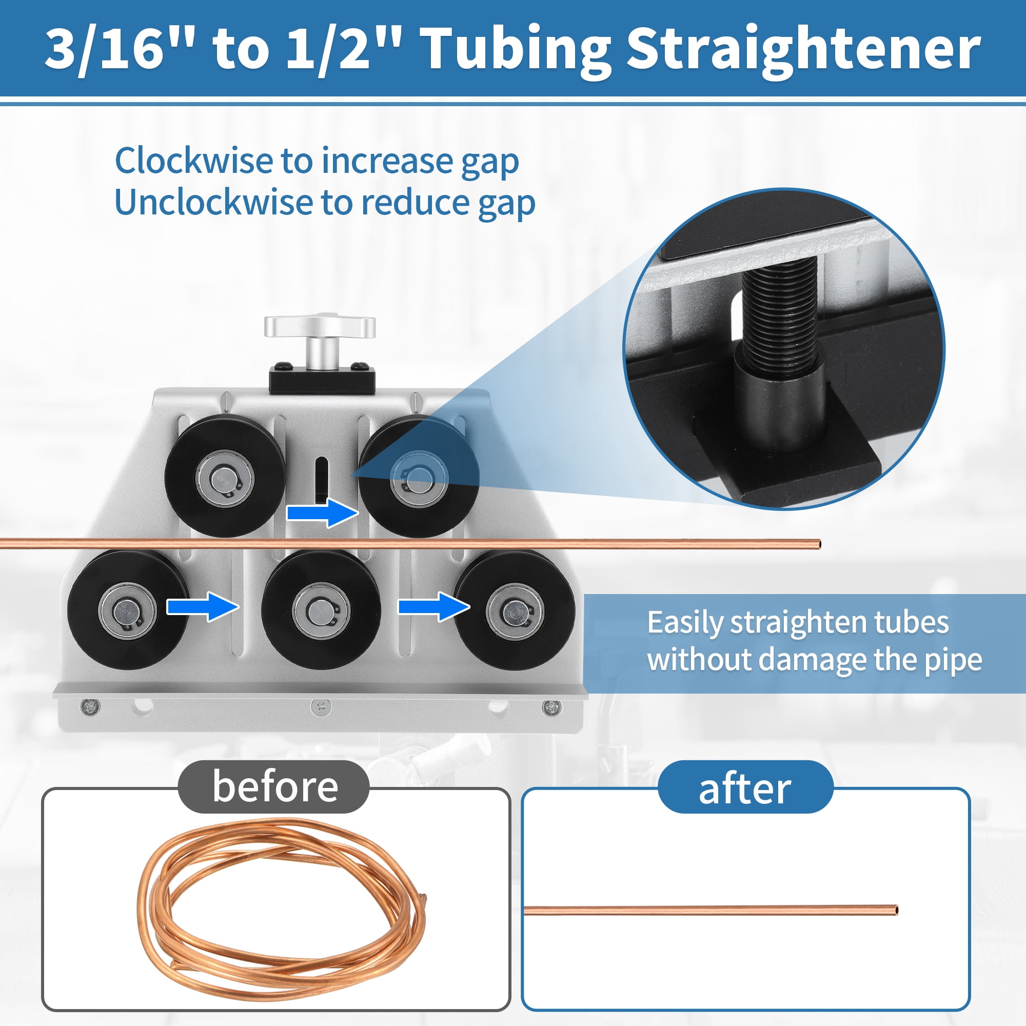 Unique Bargains Tubing Straightener for 3/16" to 1/2" Inch O.D. Brake Line Tool