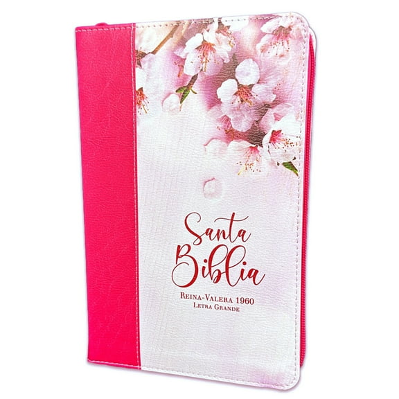 Biblia Mujer Virtuosa Letra Grande 12 puntos con Cierre RV1960 blanco floral con indice