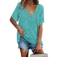 thumbnail image 2 of Womens V Neck TShirts Short Sleeve Loose Casual Summer Tops with Pocket, 2 of 6