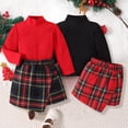 thumbnail image 2 of Kids Toddler Baby Girl Fall Winter Outfit Long Sleeve Knitted Shirt Sweater Mini Skirt Set Outfits 2PCS Clothes Set, 2 of 9