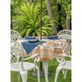 thumbnail image 3 of Outdoor Tablecloths with Umbrella Hole & Zipper, Orange Floral Round Tablecloths 60 Inch, Vintage Flowers Botanical Farmhouse Greek Key Waterproof Table Cloth, Patio/Pool/Picnic Table Covers, 3 of 8