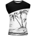 thumbnail image 5 of Vivianyo HD Men's Sleeveless Vest Top Summer Men Casual Fashion Patchwork Printing Pullover Round Neck Sports Tank Tops, 5 of 6