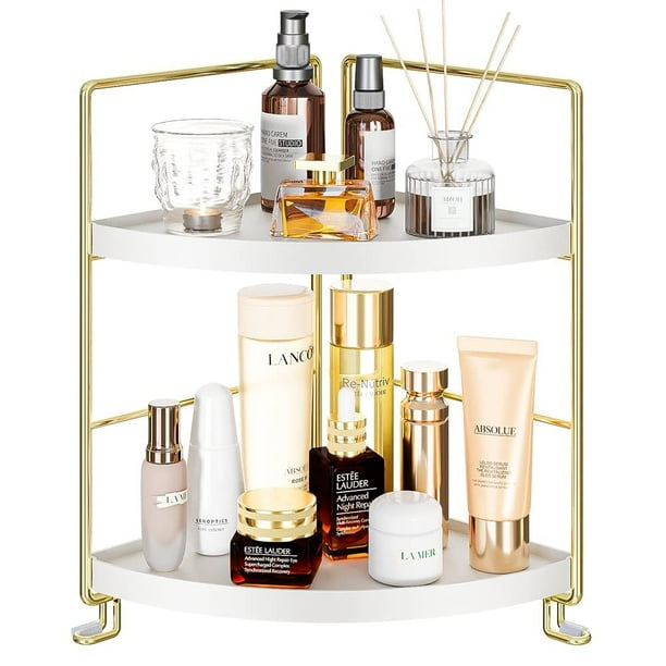 Organizador de esquina para baño KINGBERWI, 2 niveles, dorado