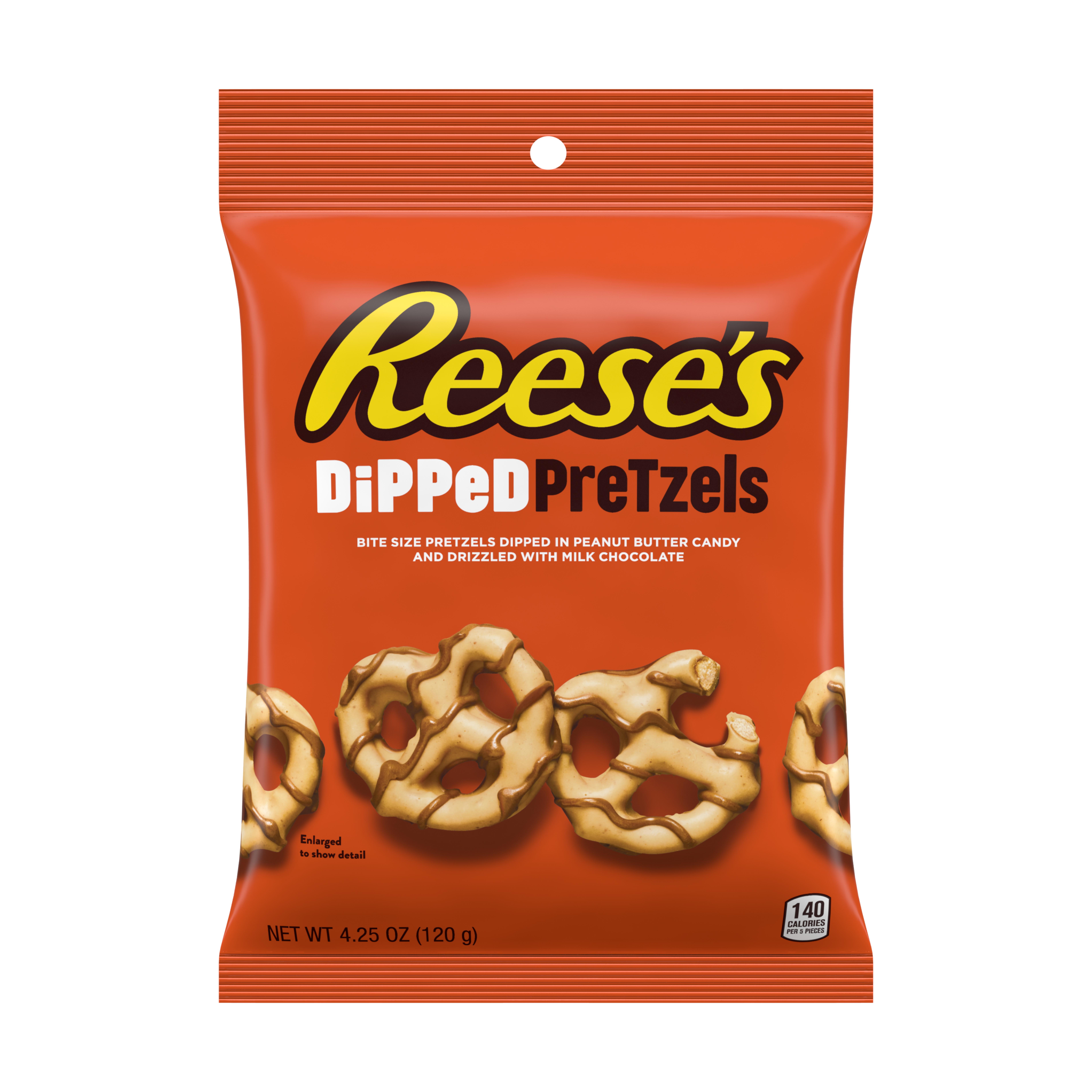 REESE'S Milk Chocolate Peanut Butter Dipped Pretzels, Snack, 4.25 oz, Bag