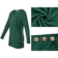 thumbnail image 3 of SHIBEVER Fall Long Sleeve T Shirts for Women Casual Fashion V Neck Tunics Tops Cute Blouses Side Buttons Tops Green Blouse Size XXL, 3 of 5