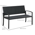 thumbnail image 2 of Black Rattan Loveseat Bench – Handwoven Patio Furniture for Balcony, Deck & Backyard – 48” Outdoor Seating with Steel Frame, 2 of 7