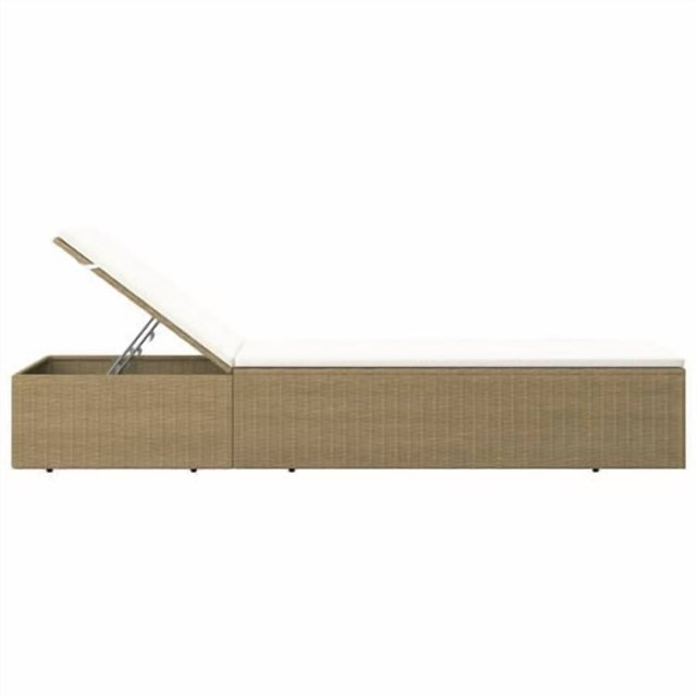 vidaXL Sunlounger Poly Rattan Brown and Cream White