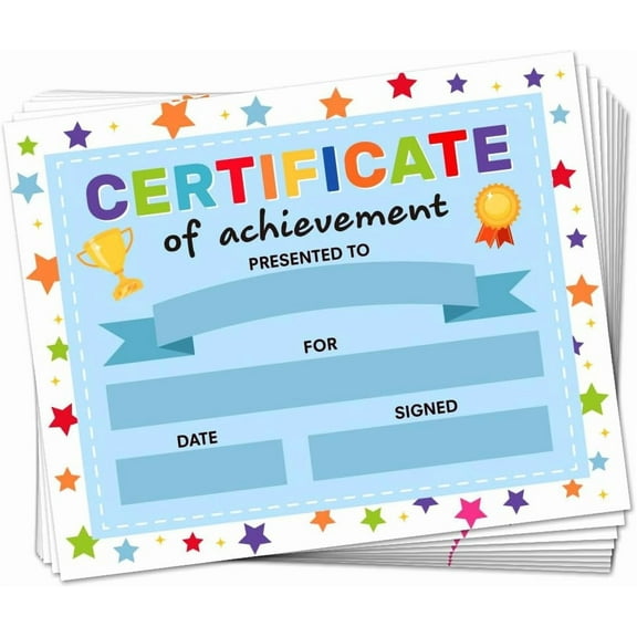 30 Colorful Star Certificate of Achievement Completion Award Recognition Paper 9.8"x7.8" Blank Preschool Kindergarten Graduation Diploma Certificates Student Sports Activities Award Colorful