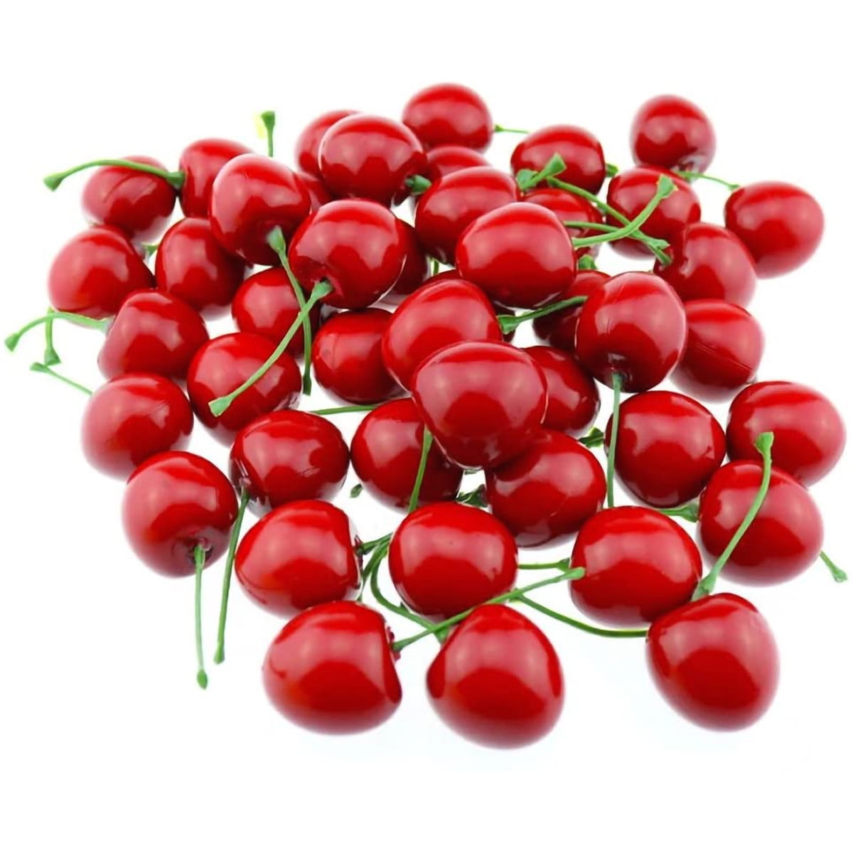 Coolmade Pack of 50 Artificial Lifelike Simulation Small Red Cherries ...