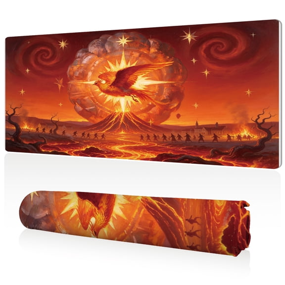LIVEKEY Extra Large Mouse Pad Epic Phoenix in Flight Design 80x40x0.3cm Full Desk Coverage Non Slip Surface Durable Easy Clean Stitched Edges for Gaming and Office