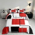 thumbnail image 2 of Manfei Glitter Red Square Queen Comforter Set,Contemporary Simple Art Comforter Sets Queen, Reversible 3 Pieces, 1 Comforter and 2 Pillowcases, 2 of 6