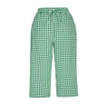 thumbnail image 5 of Women's Casual Elastic Waist Straight Leg Cropped Pants with Pockets, 5 of 7