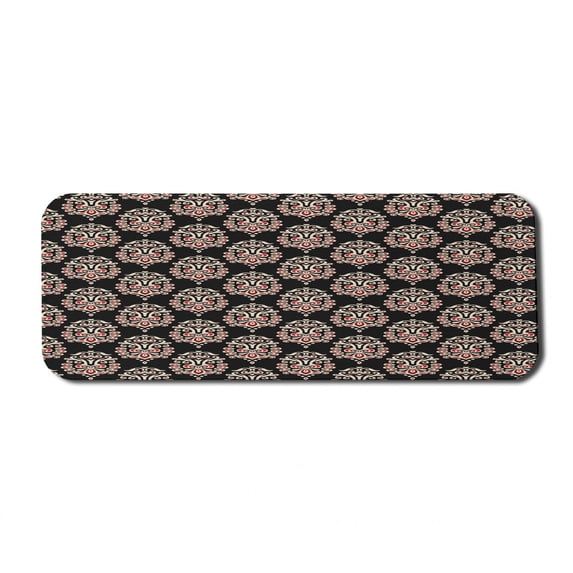 Damask Computer Mouse Pad, Traditional Old Fashioned Abstract Motifs Floral Medieval Fashion Victorian, Rectangle Non-Slip Rubber Mousepad Large, 31" x 12" Gaming Size, Black Cream Ruby, by Ambesonne