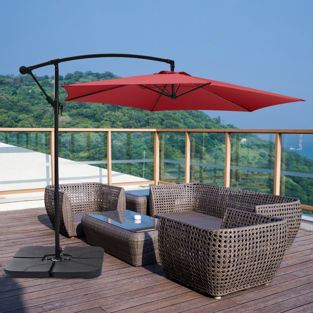 Kepooman 10 FT Cantilever Patio Umbrella, Deluxe Heavy Duty Outdoor Offset Hanging Umbrellas Without Base for Market, Pool, Garden, and Outdoor Life, Wine Red Kepooman 10 FT Cantilever Patio Umbrella, Deluxe Heavy Duty Outdoor Offset Hanging Umbrellas Without Base for Market, Pool, Garden, and Outdoor Life, Wine Red