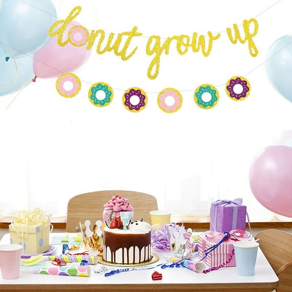 GOOHOCHY Donut Grow Up Assorted Color Paper Letters Banner for Birthday Party Decoration and Wedding Decor